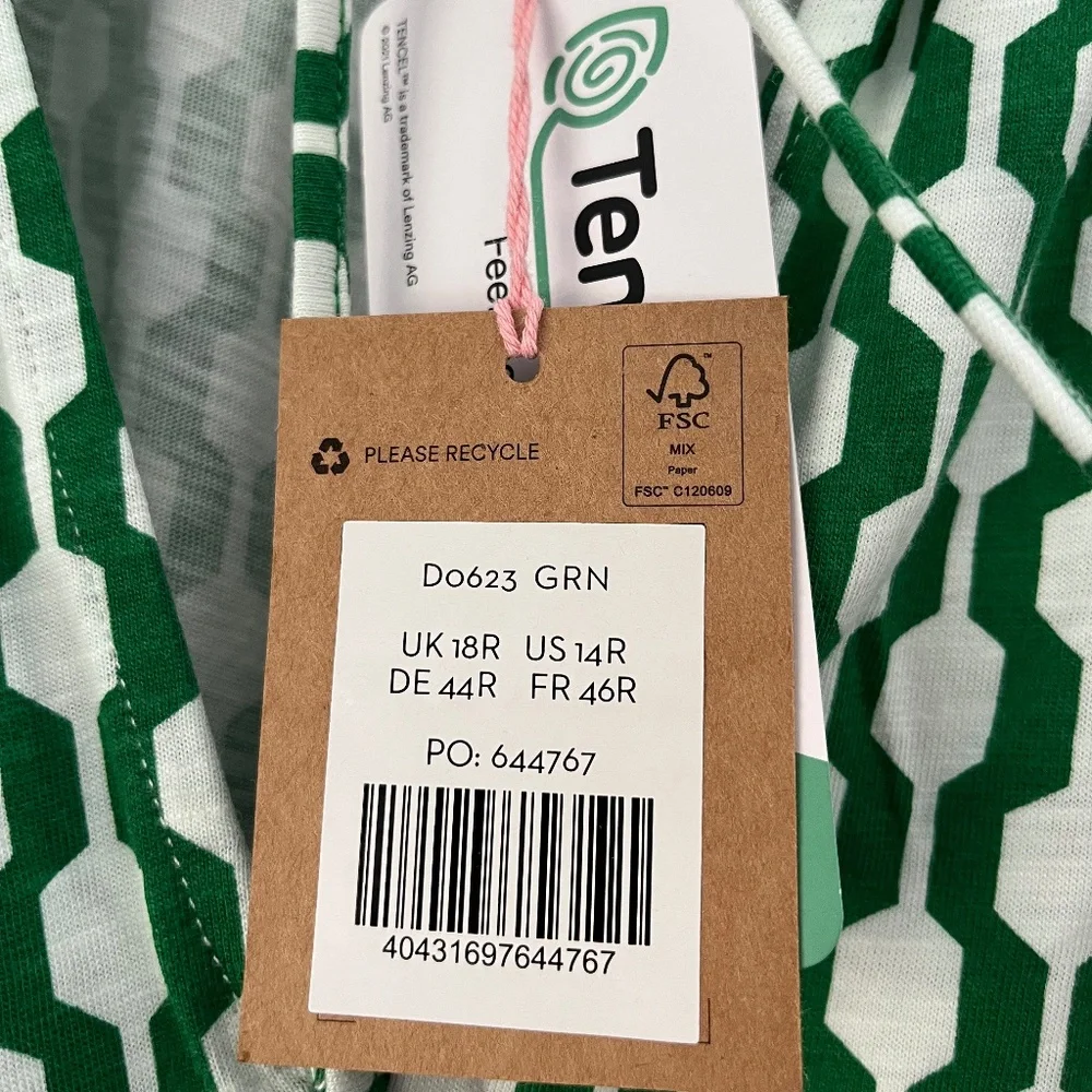 BODEN (NWT) Short Sleeve Jersey Mini Dress Rolling Hills Geo Azure US14R UK18R - Picture 4 of 5